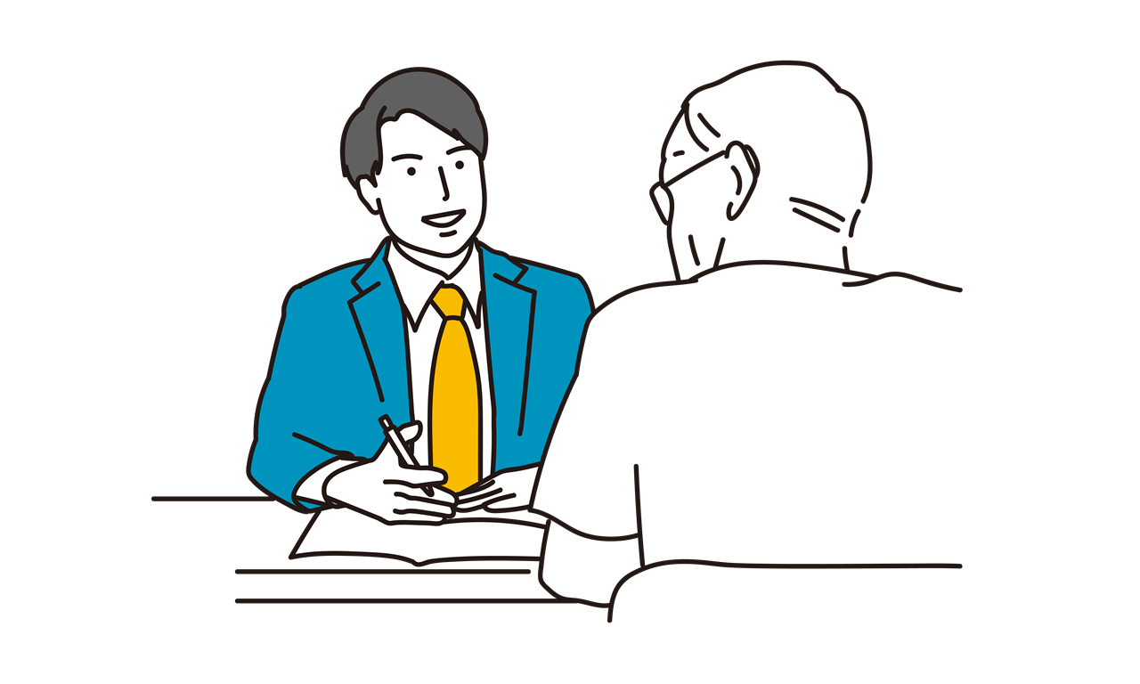 専門家に相談する高齢者